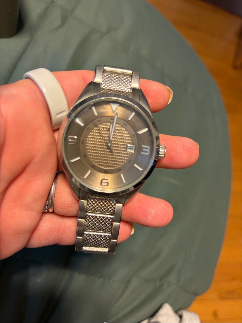 Stainless Steel Men’s Watch – Silver Tone with copper face.